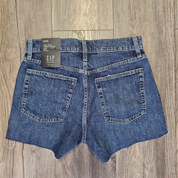 GAP Women's Cheeky Cut Off Denim Shorts Sz 25 High Rise Boho Stretch Cotton Blue - Picture 3 of 10